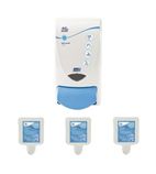 SA456 Clear Foam Soap Dispenser and 3 Unperfumed Foam Hand Soaps 1Ltr