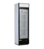Image of GD350 350 Ltr Upright Single Glass Door Black Display Fridge With Canopy