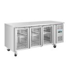 U-Series UA069 465 Ltr 3 Glass Door Stainless Steel Refrigerated Prep Counter