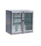 HEG574 318 Ltr Undercounter Double Hinged Glass Door Stainless Steel Back Bar Bottle Cooler