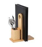 GH307 Wooden Menu Holder with Cutlery Pot