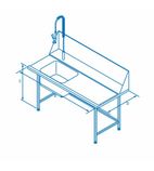 T15SENR 1500(W) x 800(D)mm Right Hand Entry Table With Sink For Classeq Passthrough Dishwashers