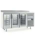 FMPP2000CR 510 Ltr 3 Glass Door Stainless Steel Refrigerated Display Prep Counter With Upstand