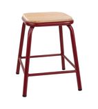FB931 Cantina Low Stools with Wooden Seat Pad Wine Red (Pack of 4)