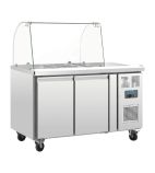 U-Series CT393 205 Ltr 2 Door Stainless Steel Refrigerated Pizza / Saladette Prep Counter