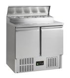 GSS20 228 Ltr 2 Door Stainless Steel Refrigerated Pizza / Saladette Prep Counter