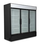GDF1800 1750 Ltr Upright Triple Hinged Glass Door Black Display Freezer
