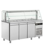 Image of ZQFP999 421 Ltr 3 Door Stainless Steel Refrigerated Pizza / Saladette Prep Counter