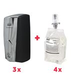SA630 Foam Hand Sanitiser Refills 4x4 and 3 AutoFoam Dispensers Chrome Special Offer