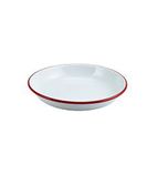 EF763 Enamel Rice/Pasta Plate White with Red Rim 20cm