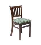 FT474 Manhattan Dark Walnut Dining Chair with Green Diamond Padded Seat (Pack of 2)