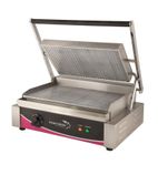 CPG Electric Single Contact Panini Grill - Ribbed Chrome Top & Bottom