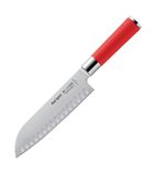 Image of GH292 Red Spirit Fluted Santoku Knife 18cm