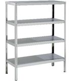 RACK4S10300-SOLID Stainless Steel Storage Racks with 4 Solid Shelves and Adjustable Feet