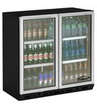BC2BS Undercounter Double Hinged Glass Door Black Back Bar Bottle Cooler