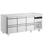 PN222-HC Heavy Duty 429 Ltr 6 Drawer Stainless Steel Refrigerated Prep Counter