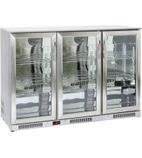 NT3ST 320 Ltr Undercounter Triple Hinged Glass Door Stainless Steel Back Bar Bottle Cooler