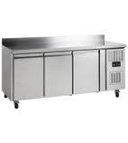 Image of GC73 Medium Duty 417 Ltr 3 Door Stainless Steel Refrigerated Prep Counter With Splashback