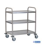 RSE11-ZB Stainless Steel 3 Tier Mobile General Purpose Trolley With 2 Braked & 2 Swivel Castors