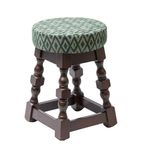 FT466 Classic Dark Wood Low Bar Stool with Green Diamond Seat (Pack of 2)