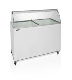 IC400SC+CANOPY 10 x Napoli Pan White Curved Glass Ice Cream Display Freezer With Canopy