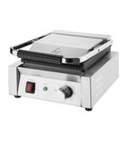 CU600 Electric Single Contact Panini Grill - Ribbed Top & Bottom