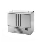ME1000BAN 230 Ltr 2 Door Stainless Steel Refrigerated Pizza / Saladette Prep Counter With Cutting Board