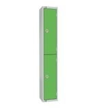W985-CS Two Door Locker with Sloping Top Green Door Camlock