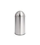 U803 Stainless Steel Push Top Bullet Bin Silver 40Ltr