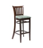 Image of FT433 Manhattan Dark Walnut Bar Chair with Green Diamond Padded Seat