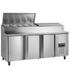 Image of SS7300 429 Ltr 3 Door Stainless Steel Refrigerated Pizza / Saladette Prep Counter