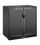 G-Series GE998 198 Ltr Undercounter Double Hinged Solid Door Reduced Height Black Back Bar Bottle Cooler