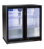 NT2BHLO 220 Ltr Undercounter Double Hinged Glass Door Reduced Height Black Back Bar Bottle Cooler