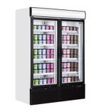 Image of NF5000G 1149 Ltr Upright Double Hinged Glass Door White Display Freezer
