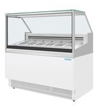 U-Series UA058 6 x Napoli Pan White Flat Glass Ice Cream Display Freezer