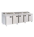 FPS5HR 720 Ltr 5 Door Stainless Steel Refrigerated Pizza / Saladette Prep Counter