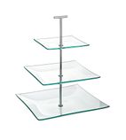 DD065 Aura Cake Stand Square Glass Plate 3 Tier