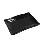 DA864 Wavy Platter Black Melamine Oblong 21x15x3cm