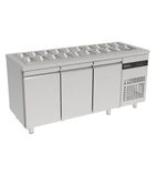 Image of ZNF999-HC 429 Ltr 3 Door Stainless Steel Refrigerated Pizza / Saladette Prep Counter