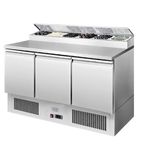ICE3869GR 380 Ltr 3 Door Stainless Steel Refrigerated Pizza / Saladette Prep Counter