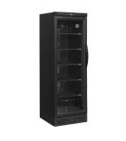 CEV425 BLACK L/H 358 Ltr Upright Single Glass Door Black Back Bar Bottle Cooler