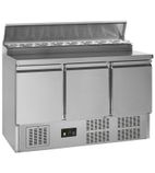 GSS435 348 Ltr 3 Door Stainless Steel Refrigerated Pizza / Saladette Prep Counter