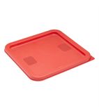 HY408 Polyethylene Square Food Measuring Container Lid Red Medium