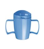 Image of DW703 Double-Handled Mugs with Lid Blue 300ml (Pack of 4)