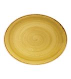 CN314 Churchill Stonecast Oval Coupe Plates Mustard Seed Yellow