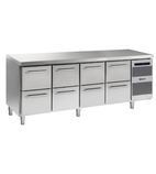 Image of GASTRO K 2207 CSG A 2D/2D/2D/2D L2 Heavy Duty 668 Ltr 8 Drawer Stainless Steel Refrigerated Prep Counter