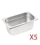 Image of S407 Stainless Steel Gastronorm Tray Set 5 x 1/4 100mm (Pack of 5)