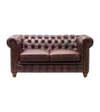 Image of FT438 Chesterfield Leather Two-Seater Sofa Antique Red