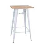 FB597 Bistro Bar Table with Wooden Top White (Single)