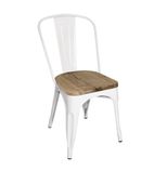 GM644 Bistro Side Chairs with Wooden Seat Pad White (Pack of 4)